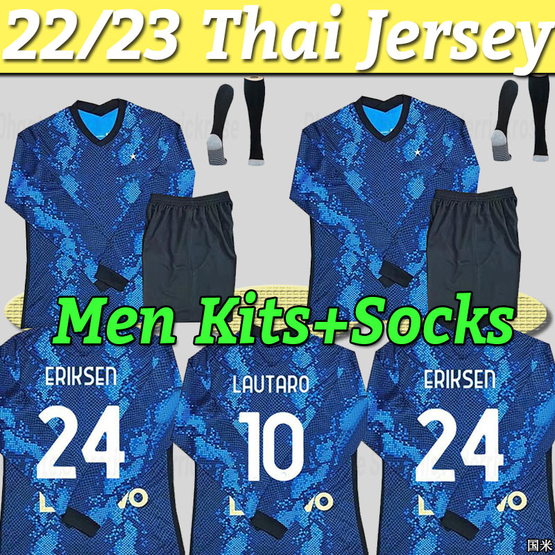 

2021 2022 INtER soccer jerseys Dzeko Calhanoglu BARELLA LAUTARO ERIKSEN ALEXIS Perisic football shirts men full kit sock suit MILAN long sleeve, Home