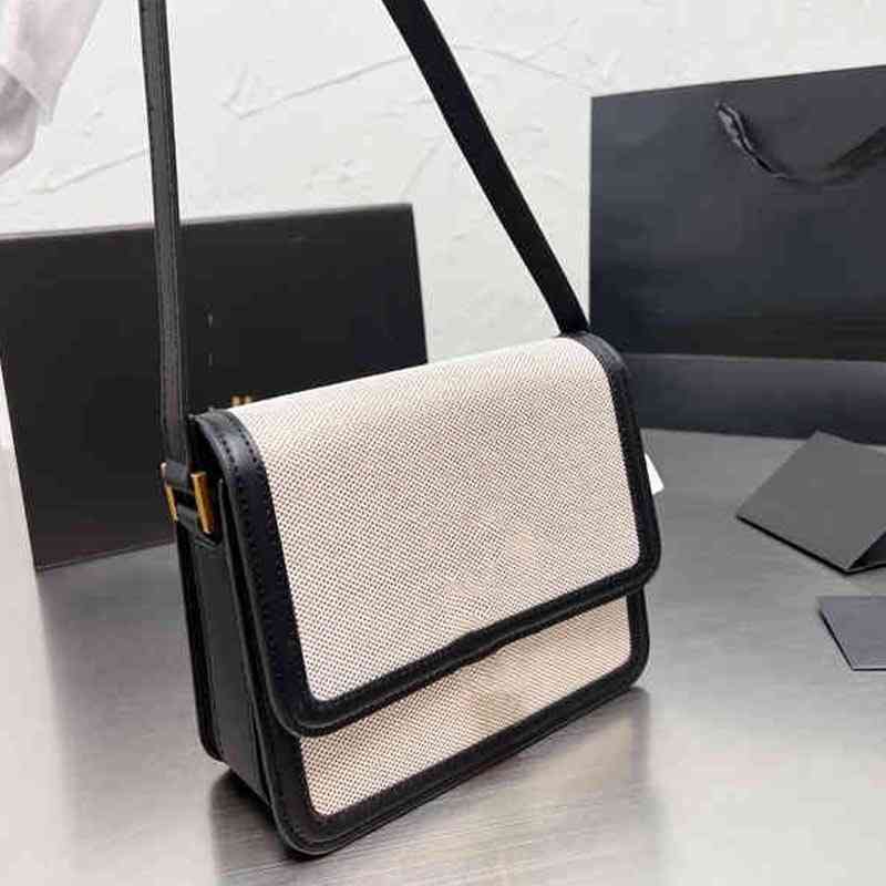 

Designer Mini Tote Women Summer Handbag Shoulder Canvas And Leather Luxury Bags Crossbody Female Square Tofu Purses 220316, White