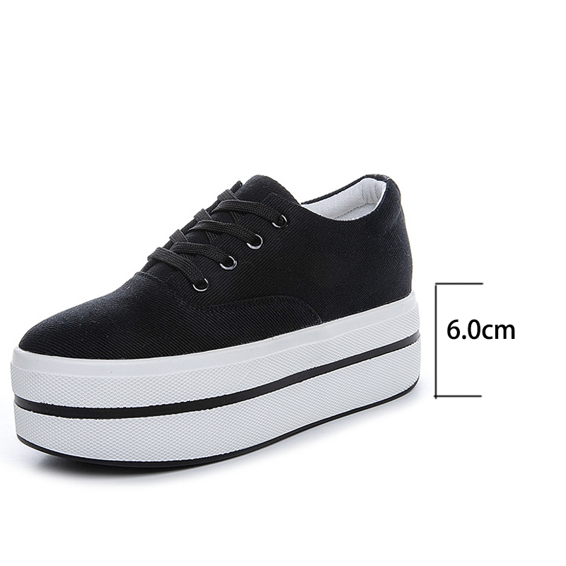 

High Quality Canvas Height Increased Super High Heel Platform Casual Sports Women Casual Shoes Wedge Sneakers White, Black