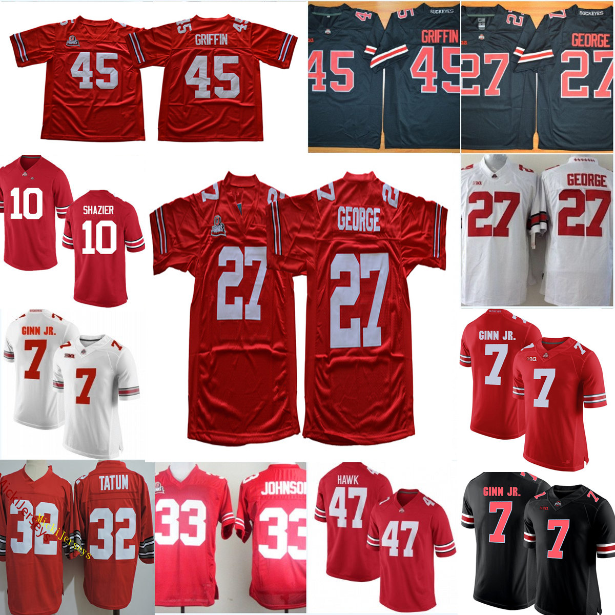 

2022 NCAA Custom Ohio State Buckeyes Stitched Football Jersey 21 Evan Pryor 3 Quinn Ewers 11 Jaxon Smith-Njigba 2 Chase Young 7 C.J. Stroud Chris Olave TreVeyon Henderson, Black white without any patch