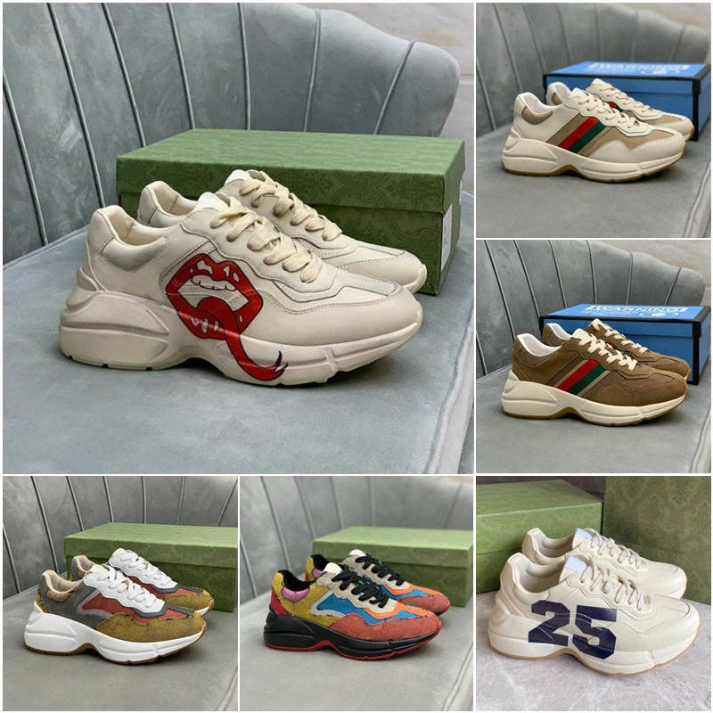 

Designers sneakers Rhyton Platform shoes multicolor trainers vintage chaussures strawberry men for women, 33