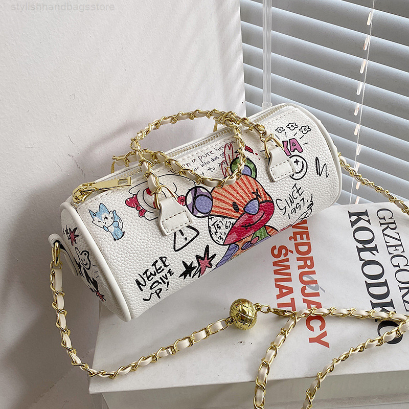 

Bear Graffiti Lady's S Chain Mobile Phone Shoulder Bags Simple Small Square Bag Women's Luxury Designer Handbags for Women 2021 Y220802, For the postage
