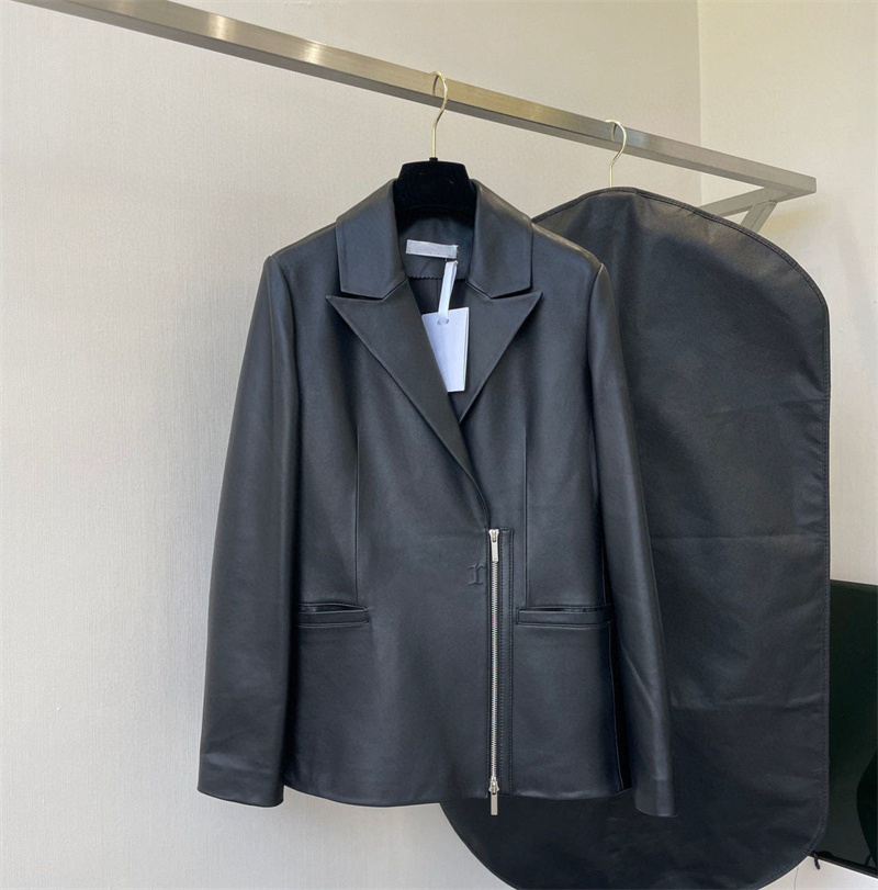 

Women's Leather & Faux Real Leather Coat Fashion Jacket Black All-Match Sheepskin Suit Waist Jackets Outfit With Letter, Extra shipping cost