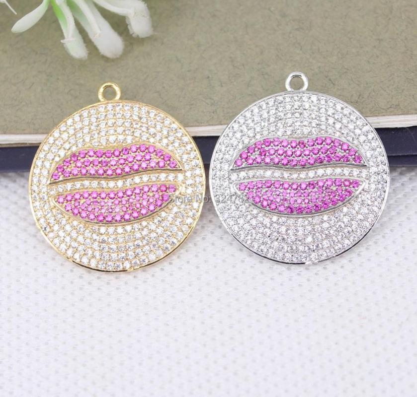 

Pendant Necklaces 3pcs Metal Copper Micro Pave CZ Round Shape With Lip For Jewelry MakingPendant