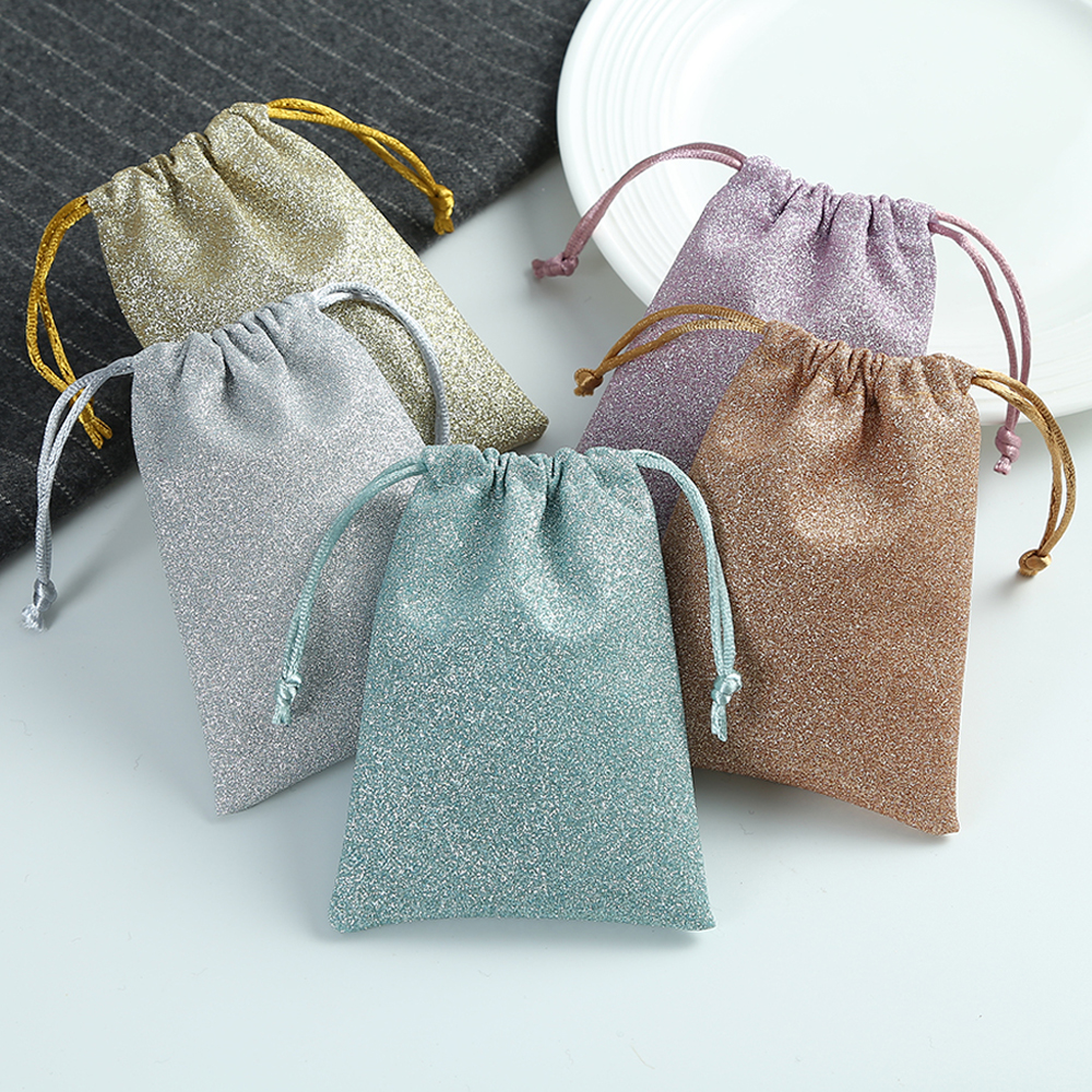

High Quality Glitter Sequins Bags Jewelry Organza Drawstring Bag for Wedding Candy Christmas Gift Pouches 6 Colors Beads Storage
