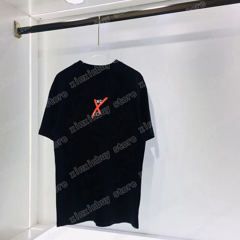 

22ss Women Designers t shirt tee Red graffiti print short sleeve Man Crew Neck paris Streetwear black white xinxinbuy M-2XL