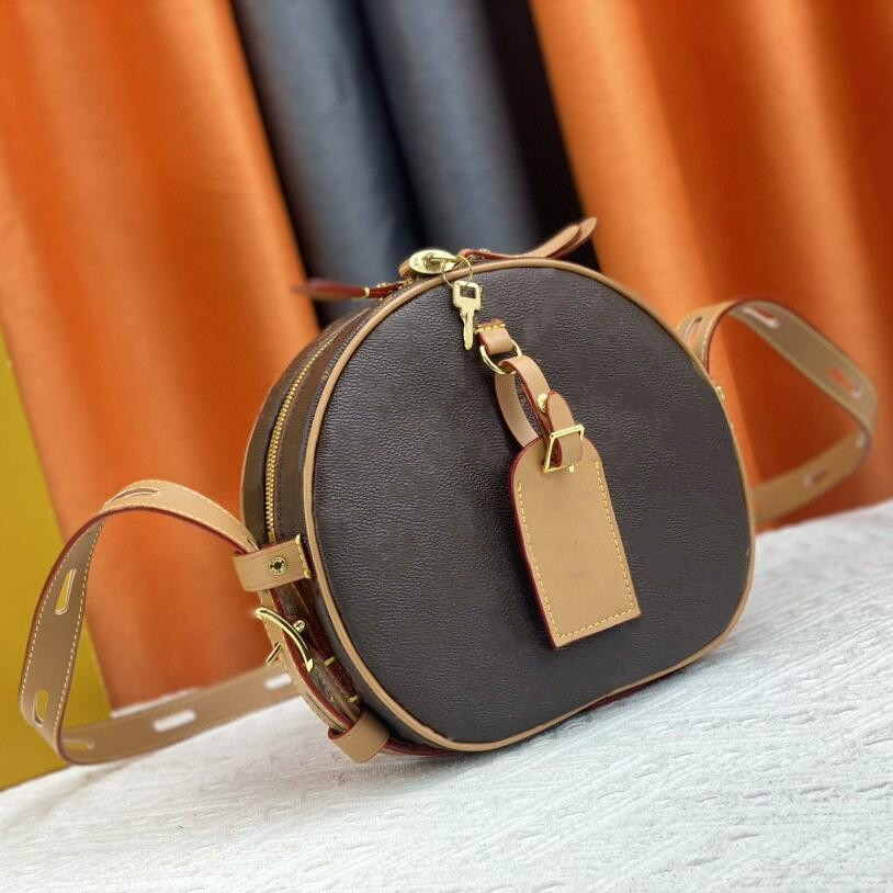 

Women Shoulder Bag Designer Printing Genuine Leather Handbags Lady Round Bag Messenger Bags, Multi-color