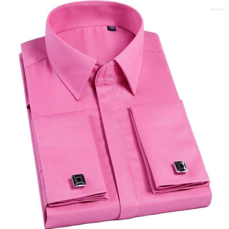 

Men's Dress Shirts Quality Pink Men French Cufflinks Shirt Men's Long Sleeve Casual Male Brand Slim Fit Cuff ShirtsMen's Sybi22, 200-75 deep blue