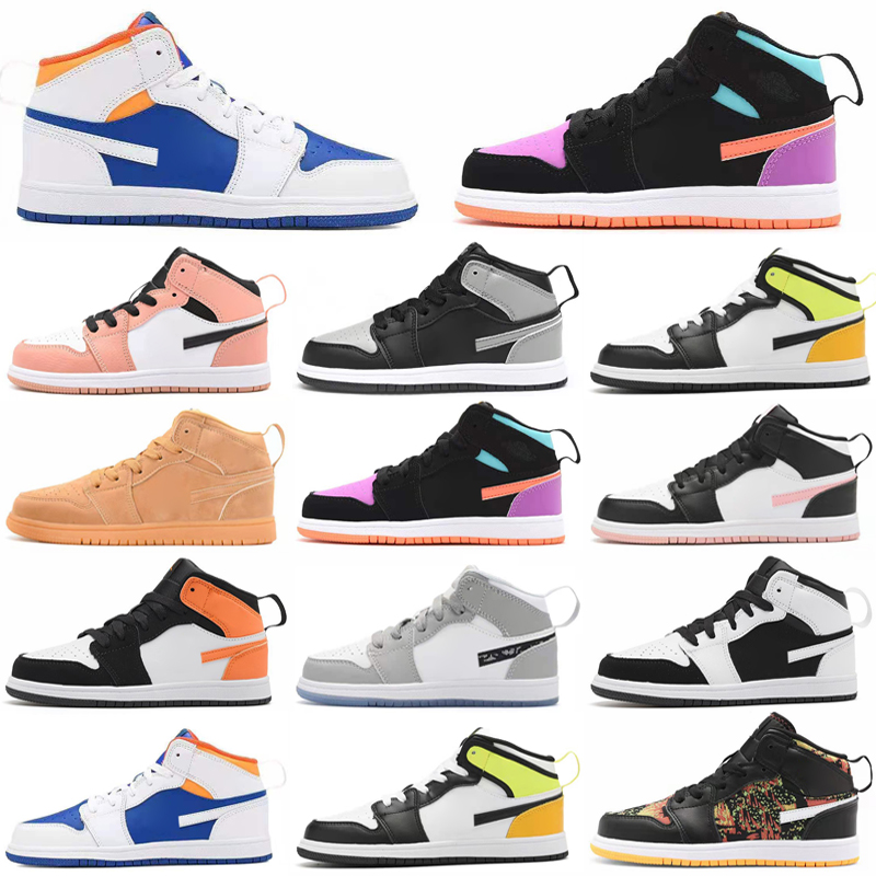 High OG 1 basketball shoes 1s mid Sandals University blue metallic gold Pink green black UNC Patent kids Sneakers trainers Eur 26-35