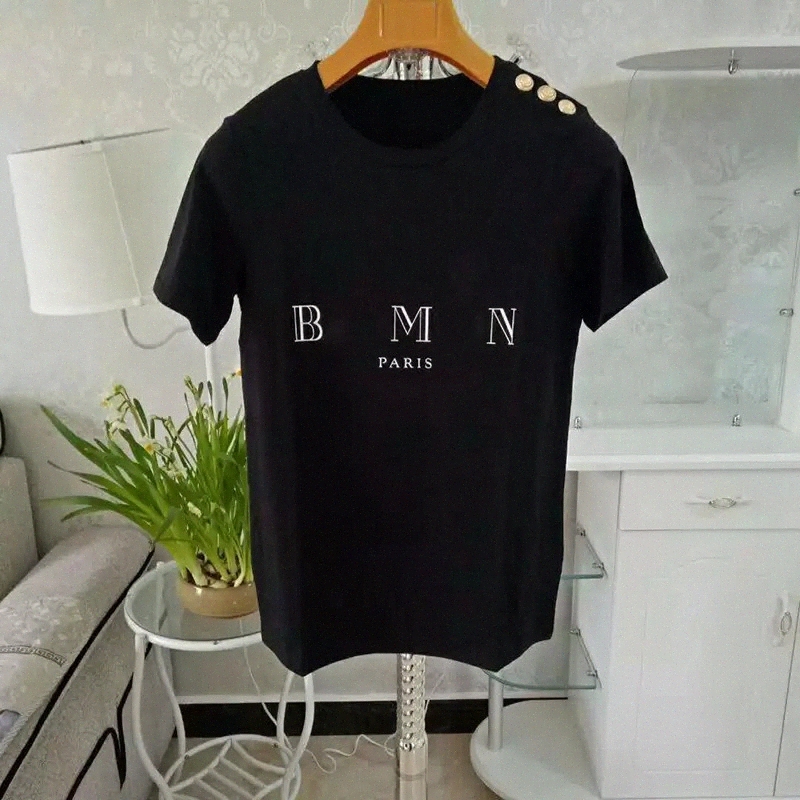 

Mens Designer T Shirt Balmain Paris Womens Letter Print Short Sleeve Round Neck Cotton Tees Polo Size S-2XL
