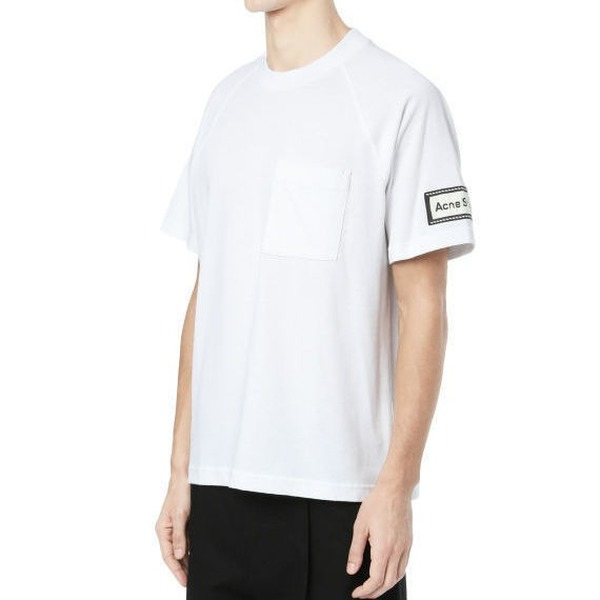 Men Women T Shirts Casual Loose acne Swedish Smiley Face Pocket Stitched Round Neck Short-sleeved T-shirts Embroidered Cotton studios