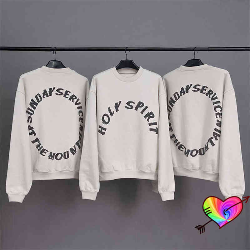 

2022 CPFM HOLY SPIRIT Sweatshirts Men Women Thick Fabric Sunday Service Tour Sweatshirts Crewneck Long Sleeve Hoodie T220802, Beige