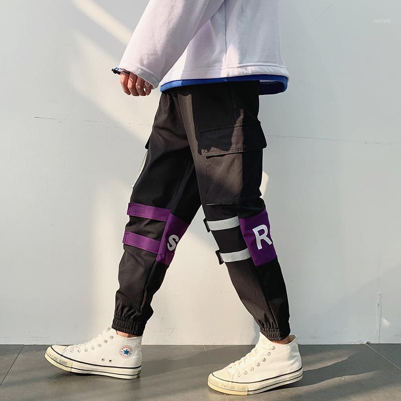 

Polyester Cargo Pants For Men Fashion Japanese Streetwear Harajuku Harem Joggers Trousers Moletom Masculino Men's, Black