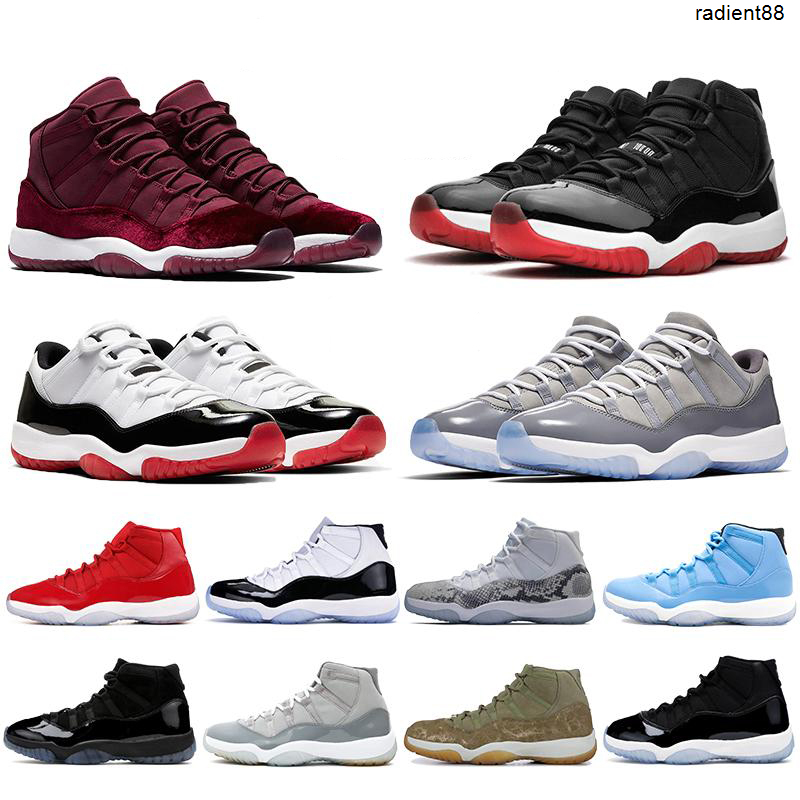 

Brand Shoes Jumpman 11 11s mens basketball heiress night maroon platinum tint pink snake skin cool grey low white bred rose gold women sneakers, Top quality