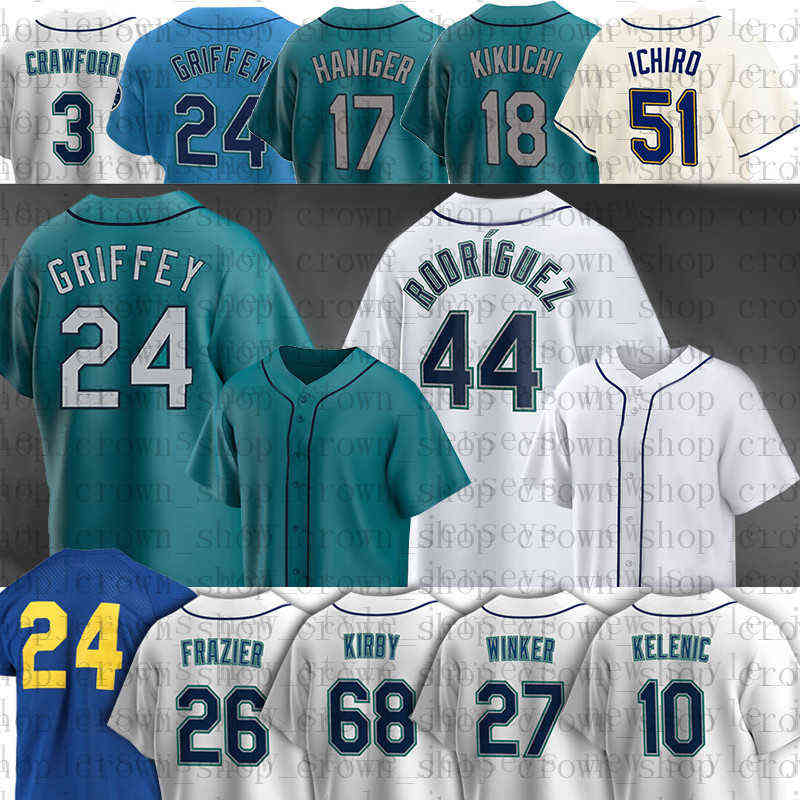 

44 Julio Rodriguez Seattle Men Mariners Baseball Jerseys Ken Griffey Jr Eugenio Suarez Men Women J.P. Crawford Dylan Moore Abraham Toro Ichi, Men(shui shou)