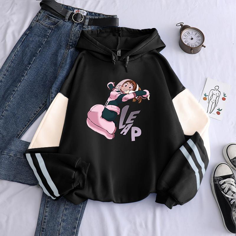 

Men's Hoodies & Sweatshirts My Hero Academia Anime Harajuku Long Sleeve Streetwear Kawaii Leaping Ochako Uraraka Cartoon Women Winter, Orange
