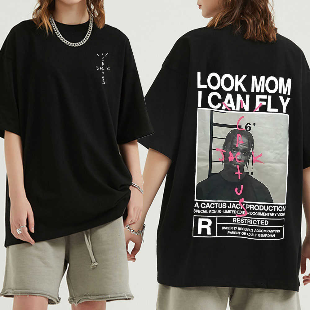 

2021 New Fashion Hip Hop t Shir Men Women Travis Scos Cacus Jack Harajuku T-shirs Look Mom i Can Fly Leer Prin Shirs Tops, Yellow