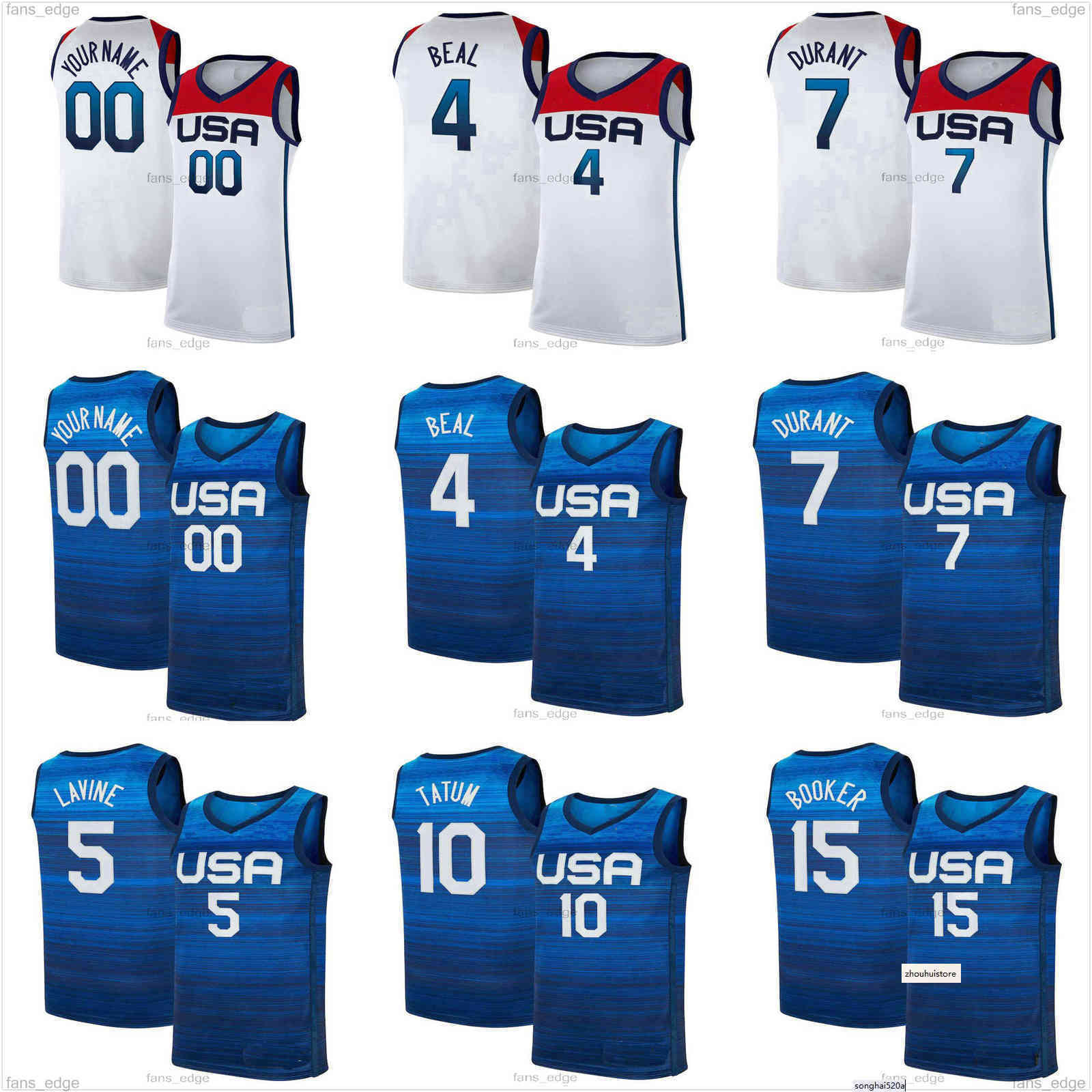 

2022 Devin 15 Booker Kevin 7 Durant Basketball Jersey 6 Damian Lillard 10 Jayson Tatum Zach 5 Lavine Jrue 12 Holiday 2020 2021 National Team USA, Blue