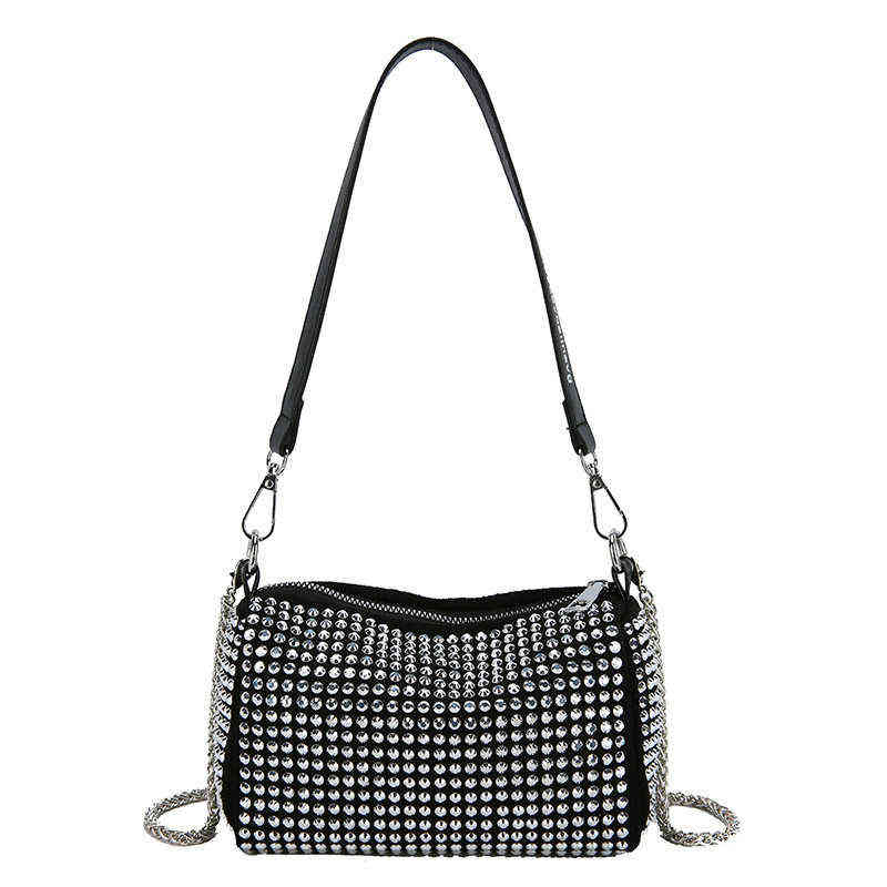 

2022 Luxury Rhinestone Handbag Women Designer Brand Bag Bling Diamond Shoulder Bag Fashion Purse Ladies Messenger Crossbody Bags Y220421, Black