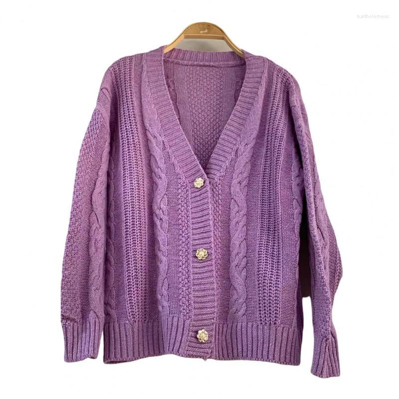 

Women's Knits & Tees Cardigan Sweater Twist Knitted Solid Color Plastic Buttons KnitwearWomen's, Beige