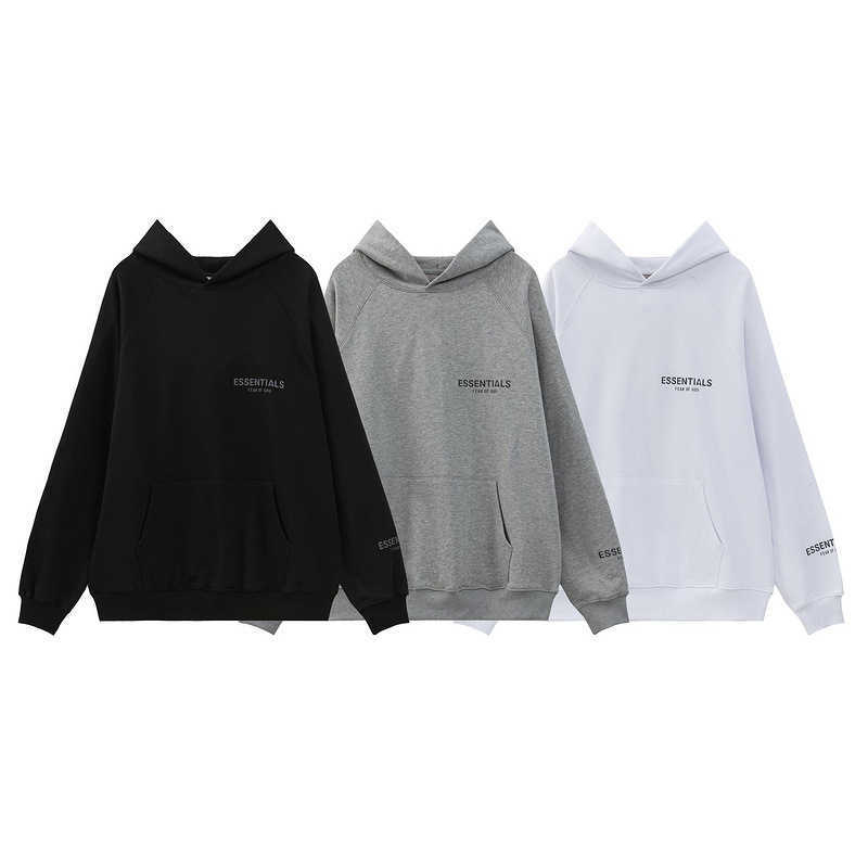 

Hoodies 2022 Fashion European and American High Street Brand Ess Double Thread Small Print Reflective, Gray