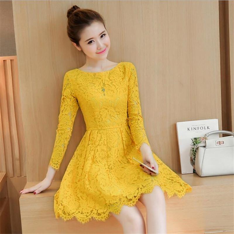 

Casual Dresses Autumn Winter Vintage Black Sexy Lace Mini Korean Women Elegant Bodycon Pink Short Dress Party Yellow Vestidos E403Casual, Blue