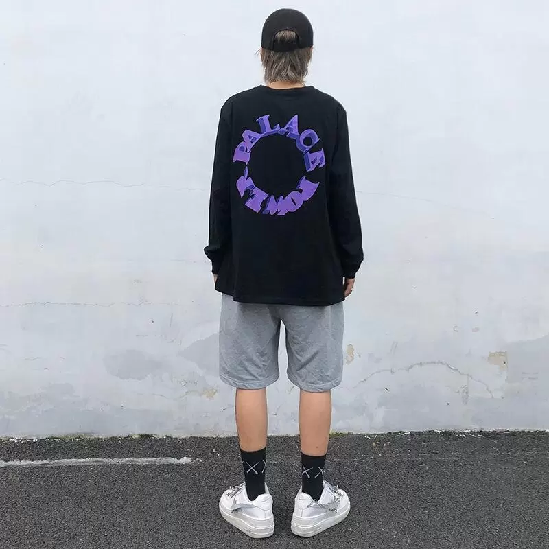 

Men's Hoodies American hip hop rap combo high street retro cotton printed long sleeve t-shirt men's and women's bottoms loose top fashion