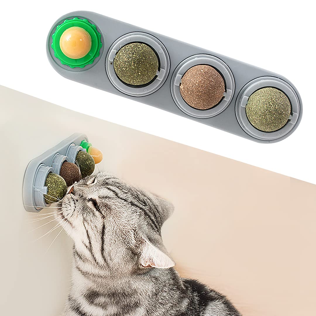 

4 Pack Catnip Toys Safe Healthy Cat Wall Ball Toy