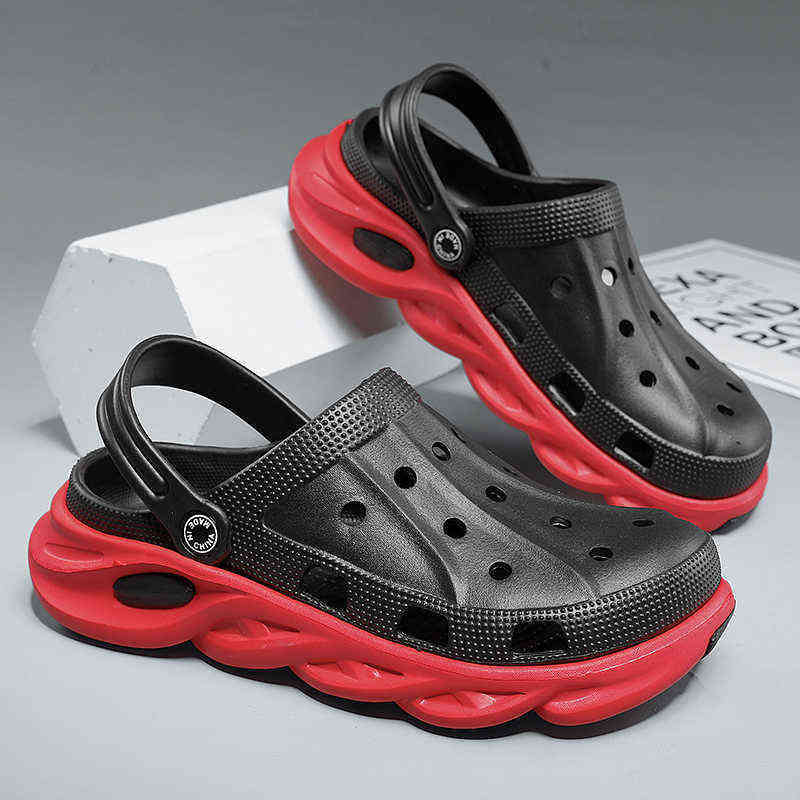 

sandals Summer Men Slippers Outdoor Massage Clogs Platform Garden Shoes Male Indoor Slides Bathroom Home Boarders Beach Sandals Flip Flop 220623, Black