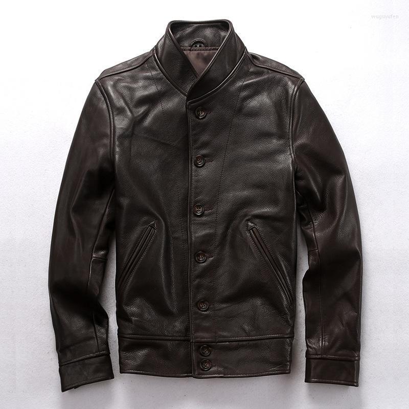 

Men's Leather & Faux Cool Man Motor Jackets Slim Style Plus Size Genuine Coat Mens Jacket, Black
