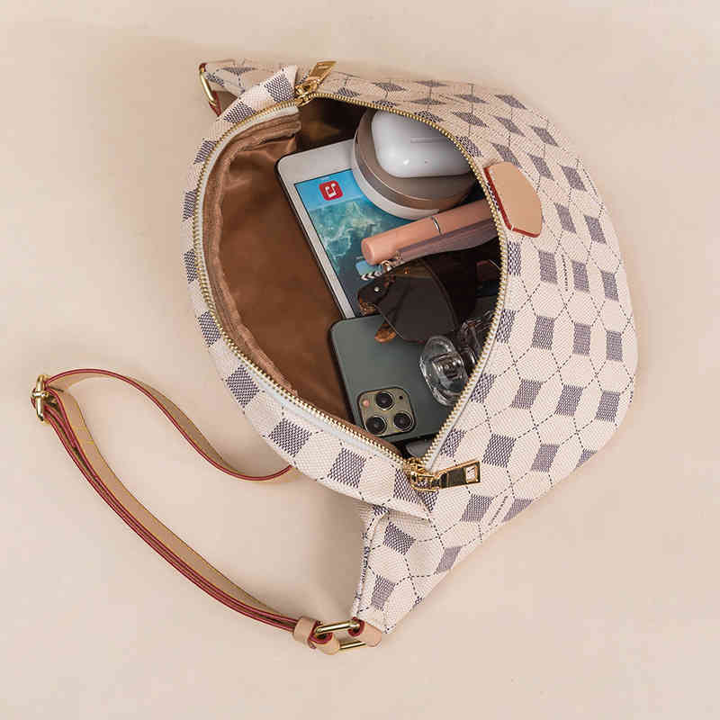 

Handbags 70% Off Bag women 2022 spring new Plaid printed women's chest bag versatile messenger One Shoulder Waist Purses, White