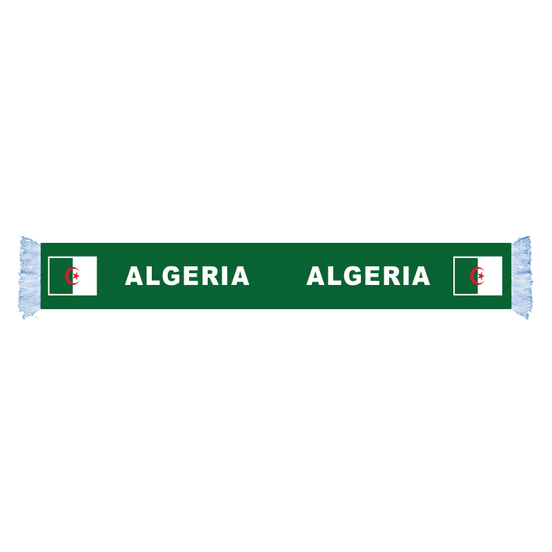 

ALGERIA Factory Supply Good Price Polyester Satin Flag Scarf Country Nation Football Games Fans Scarf Also Can be Customized