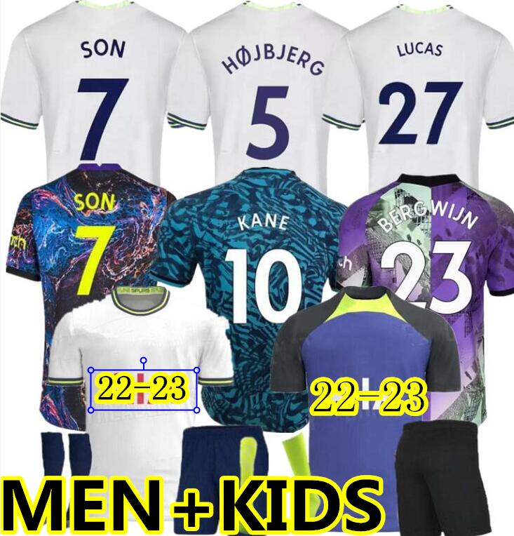 

SPURS 22 23 SON BERGWIJN Soccer Jerseys 2022 2023 jersey Football shirt third LUCAS HOjbjerg Loris ROMERO REGUILON BRYAN KULUSEVSKI BENTANCUR TOTTEN KANE Men KIDS, 3rd aldult epl