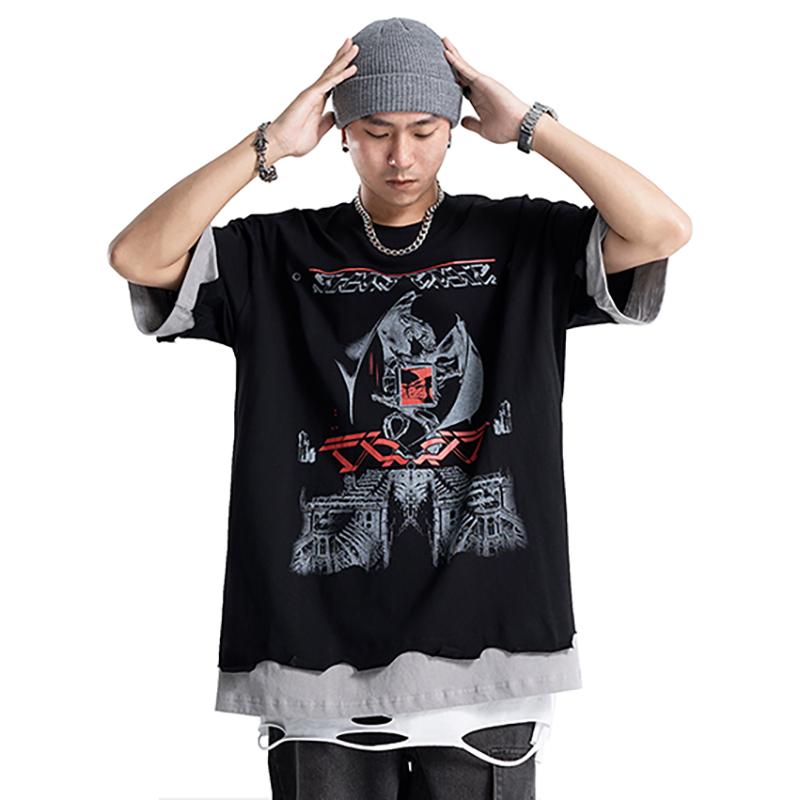 

Men' T-Shirts Men Devil Alphabet Graphic T-Shirt Darkwear Streetwear Summer Cotton Tees Half Sleeves TshirtMen, Black
