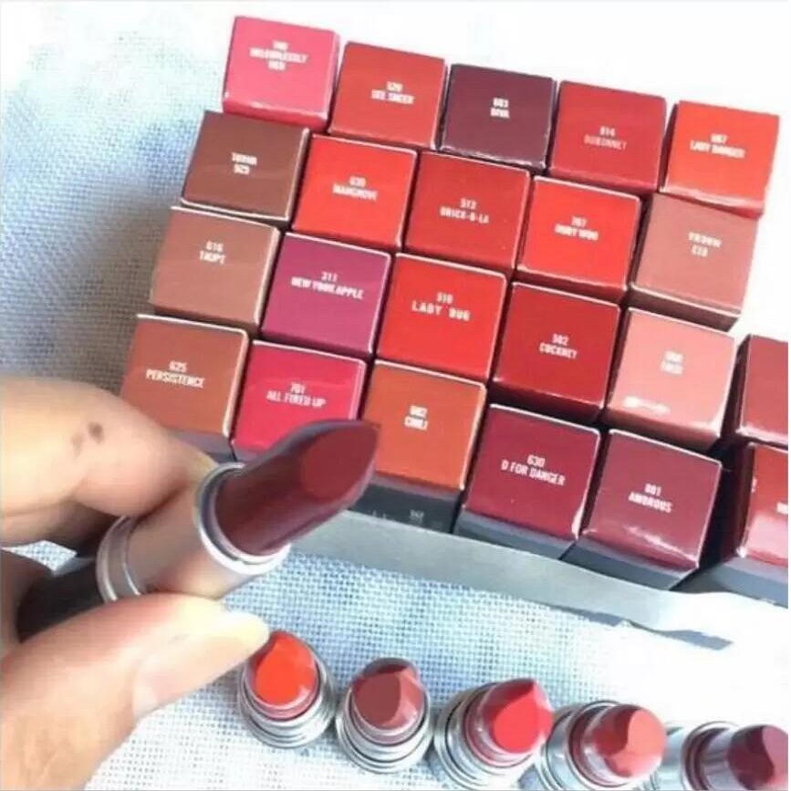 

satin Lipstick Rouge A levres 13 Colors Lustre M Brand Lipstick with Series Numbers aluminum tube New Package, Mixed color