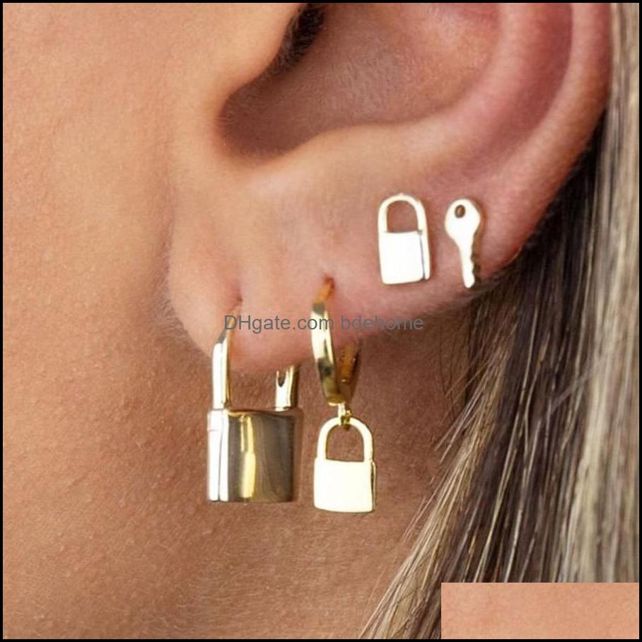

Stud Retro Earrings Personalized Bag Key Cute Couple Four-Piece Punk Drop Delivery 2021 Jewelry Bdehome Dhmle