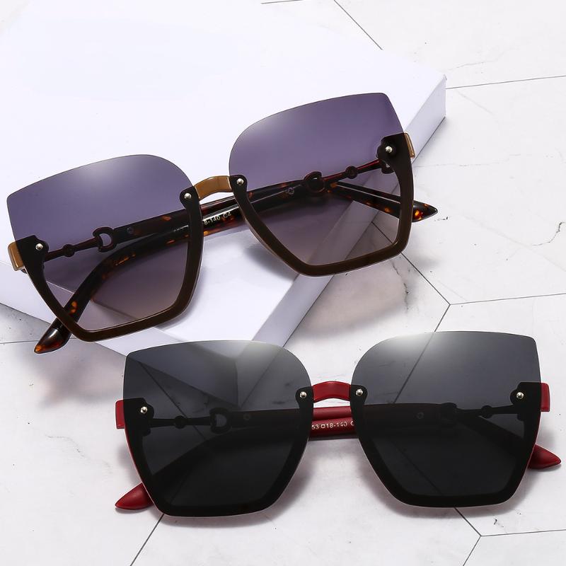 

Sunglasses Ladies HD Polarized Tide Retro Half Frame Cut Edge Net Red Driving Sunshade GlassesSunglasses