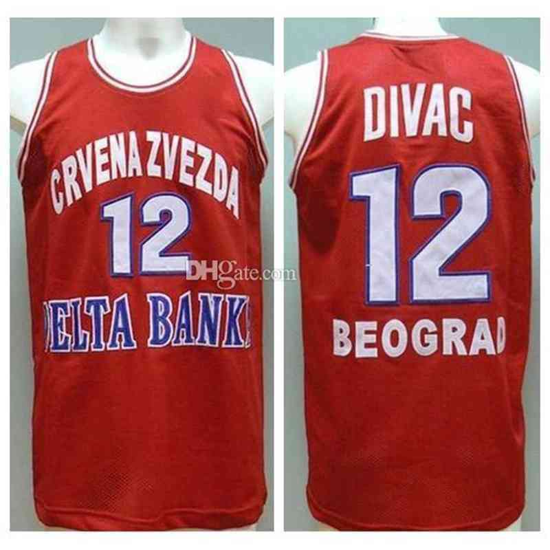 

KK #12 Vlade retro Crvena Divac zvezda Roja Basketball Jerseys Mens Stitched Custom Any Number Name, As show