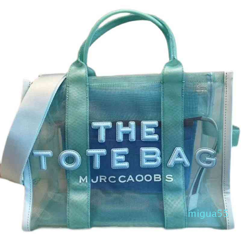 

Letters Women Handbags Fluorescent Green Mesh Large Tote Bag Summer Beach Shoulder Crossbody Bag Trend Purse, Blue