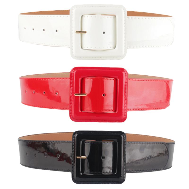 

Belts 3 Packs Womens Classic Buckle Faux Leather Belt Solid Color Jeans Waistband SETLL0039, Black