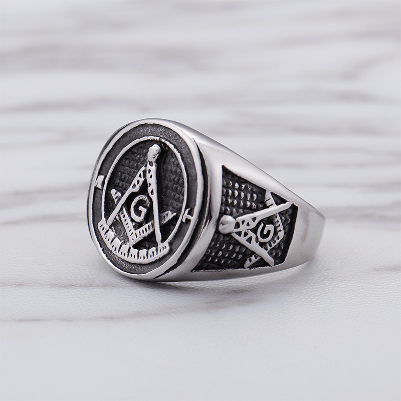 

stainless steel men's ring freemaoson masonic silver black rings free mason masonic emblems jewelry jewel Man's Gift