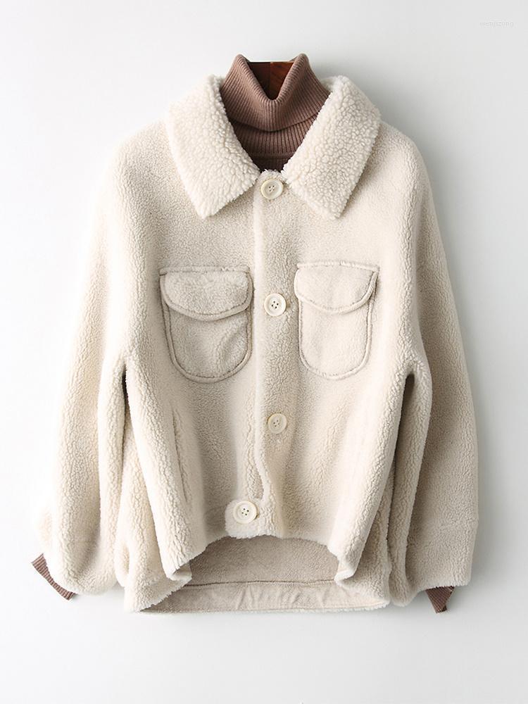 

Women' Fur & Faux Winter Coat For Women Sheep Coats Blends Korean Manteau Femme Hiver Spring Jacket Plus Size Parka Wool Outwear