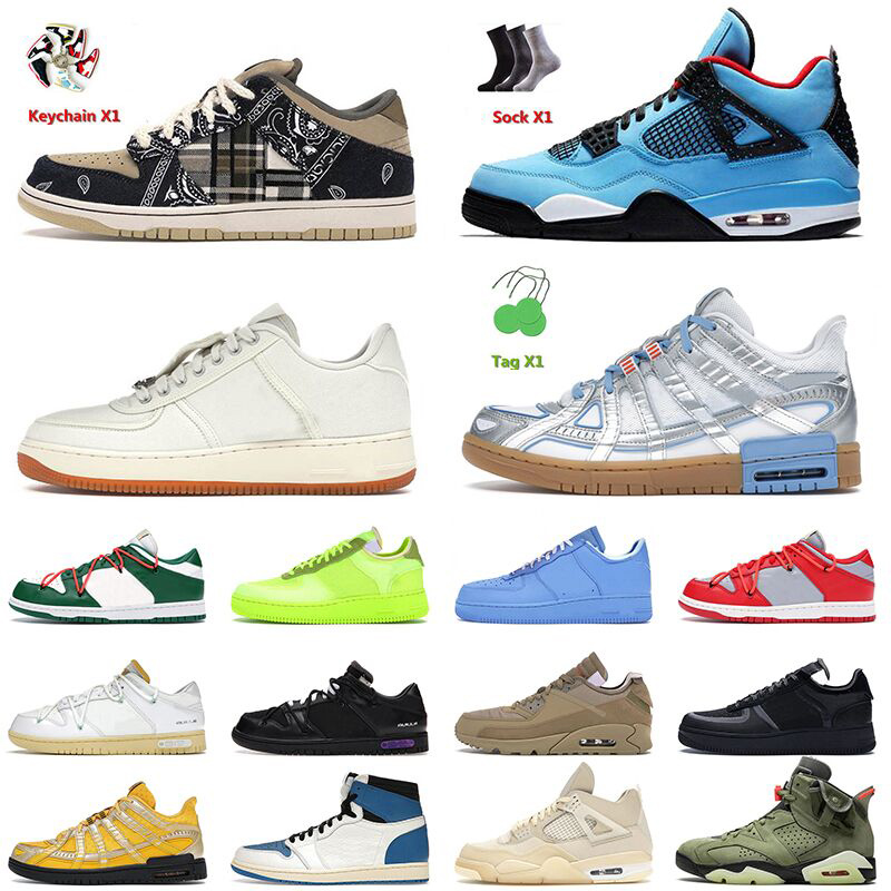 

Mens Designer Casual Shoes Fragment OG TS SP Cactus Jack High 1 4 5 Off White Sail Rubber Unc Black Military Blue Men Women Fashion Trainers Sports, Box