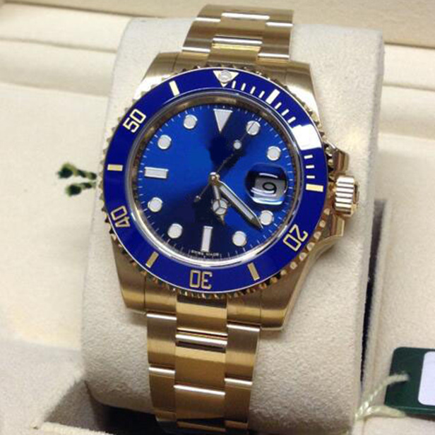 BK Factory Luxury High Quality Watch Date 116618LB 18ct Yellow Gold Sunburst Blue stainless steel Mechanical 2813 Movement Automatic men watch