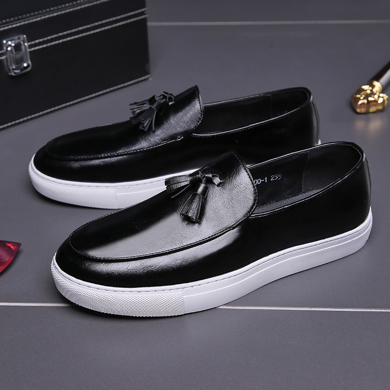 

New Loafers Men Shoes PU Solid Color Classic Moccasin Man Business Casual Party Outdoor Retro Tassel Fashion Casual Shoes CP094, Clear