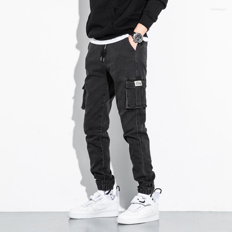 

Men's Jeans Autumn Spring Elastic Waist Men's Large Size Loose Harem Pants Tide Oversized Slim Cropped Ankle-length 8XLMen's Bert22, Black