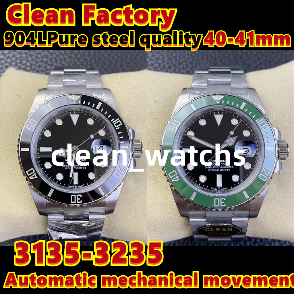 

CLean luxury watches for men top quality 40-41mm 3135 or 3235 all-in-one automatic mechanical movement waterproof 100 meters 904L fine steel super luminous c1, Box