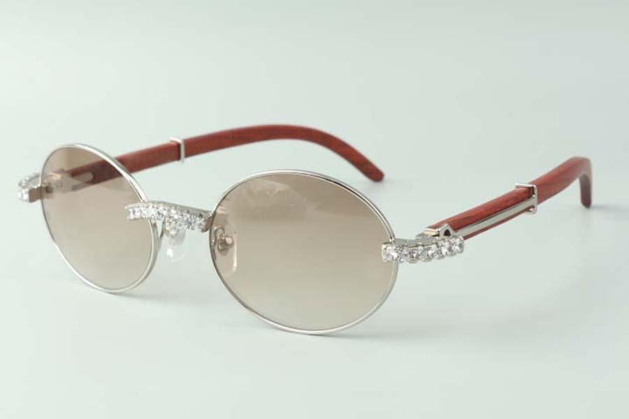 

2021 XL Diamond designer sunglasses 7550178 retro round frame with wood legs