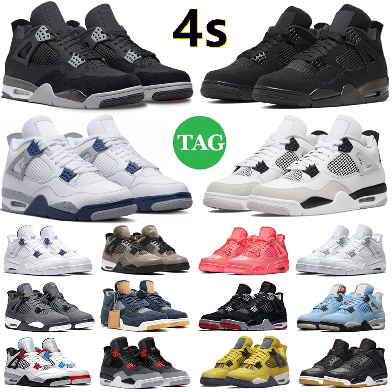 

4 4s Men Women BasketBall Shoes Sneaker Military Black Cat Canvas Red Thunder White Oreo Midnight Navy UNC Blue Sail Infrared Shimmer Mens, Color#49