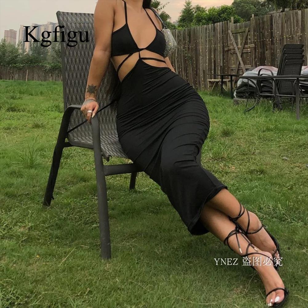 

Summer Evening Dresses For Women Bandage Robe Lady Solid Black Sexy Cute Vestidos Sleeveless Party Bodycon Clothing